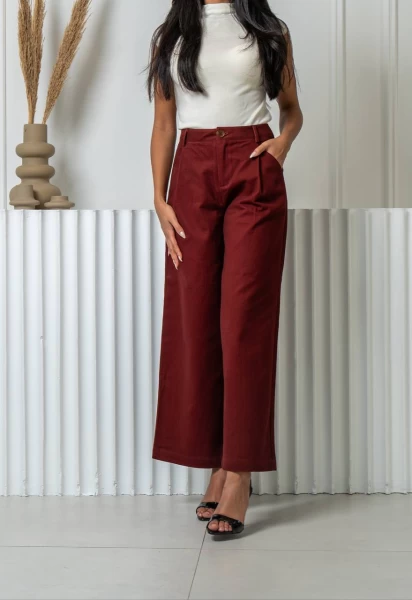 بنطلون كريب بلون العنابي C:J502 pants